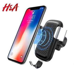 Planet Gates H&A Qi Wireless Charger Car Holder For iPhone X 10 For Samsung S8 S9 Fast Car Mount Wireless Charging Phone Holder Stand Charger