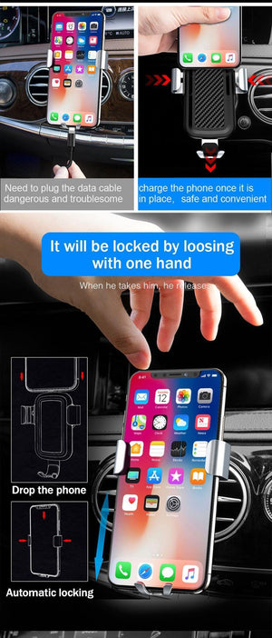 Planet Gates H&A Qi Wireless Charger Car Holder For iPhone X 10 For Samsung S8 S9 Fast Car Mount Wireless Charging Phone Holder Stand Charger