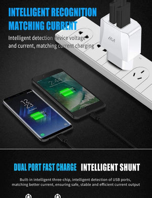 Planet Gates H&A Universal Dual USB Charger For iPhone X XS 7 8 Plus EU Plug 2 Ports Travel Wall Phone Charging For Samsung S9 Huawei Charge
