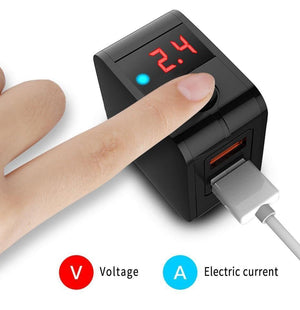 Planet Gates H&A Universal EU Plug USB Charger 2 Port LED Display Phone Charger For iPhone Travel Wall Portable Smart Charger For Samsung S9