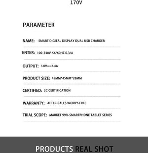 Planet Gates H&A Universal EU Plug USB Charger 2 Port LED Display Phone Charger For iPhone Travel Wall Portable Smart Charger For Samsung S9