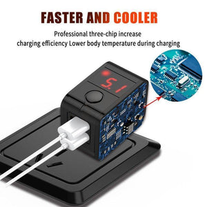 Planet Gates H&A Universal EU Plug USB Charger 2 Port LED Display Phone Charger For iPhone Travel Wall Portable Smart Charger For Samsung S9