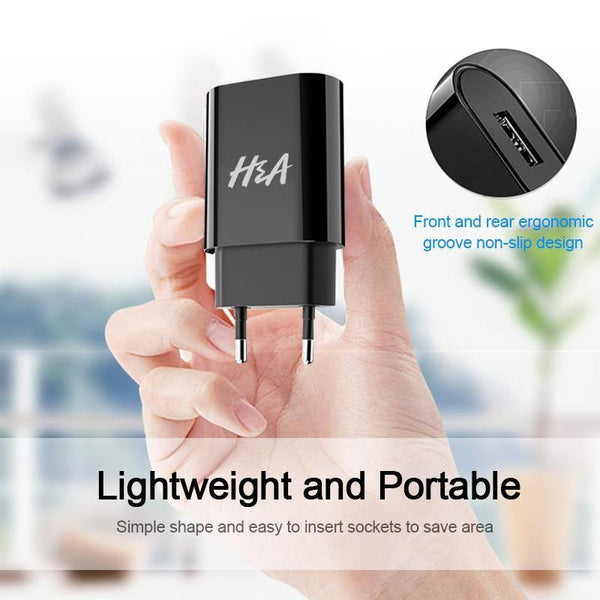 Planet Gates H&A Universal Portable USB Charger EU Mobile Phone Charger Wall Adapter Travel Charger USB Cable For Huawei For Samsung S9 S8