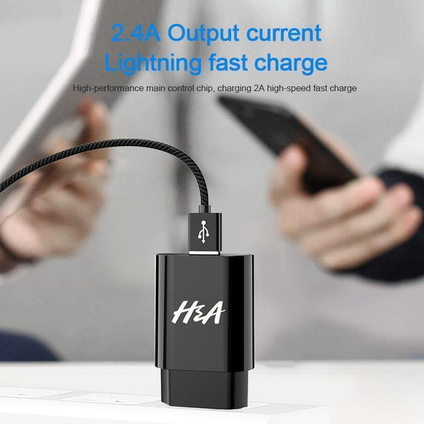 Planet Gates H&A Universal Portable USB Charger EU Mobile Phone Charger Wall Adapter Travel Charger USB Cable For Huawei For Samsung S9 S8