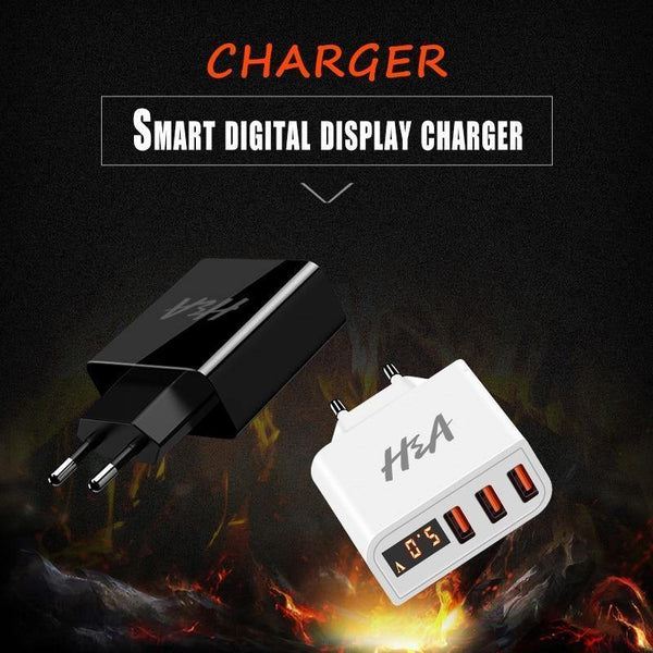 Planet Gates H&A Universal USB Charger LED Display Mobile Phone Charger Plug For iPhone For Samsung 15W 3 - 4 Port Travel EU Smart Chargers