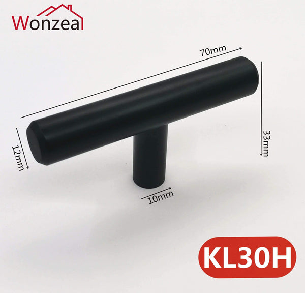 Aluminum Modern Black Cabinet Handle Furniture Hardware Kitchen Door Single Knobs Cupboard Wardrobe Drawer Pulls