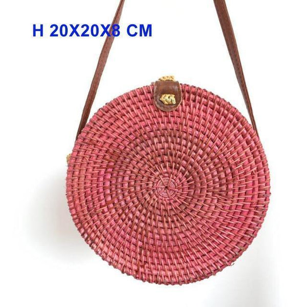 Planet Gates H hong Round Straw Bags Women Summer Rattan Bag Handmade Woven Beach Cross Body Bag Circle Bohemia Handbag Bali Lowest price L31