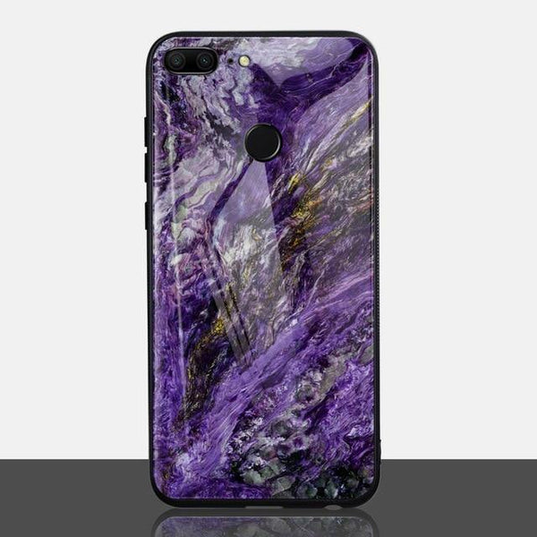 Planet Gates H style / P20 Lite TOMKAS Agate Marble Phone Case for Huawei P20 Lite Case on Honor 9 Lite Soft Edge PC+Glass Back Cover Case on for Huawei P Smart