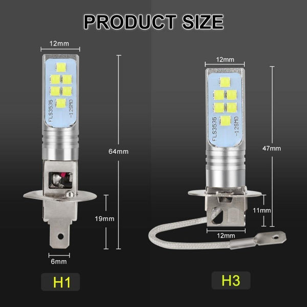 Planet Gates H1 2pcs H1 H3 LED Bulbs Car Light Lamp 12V 6000K White 1400LM Driving Lamp Auto LED Lights