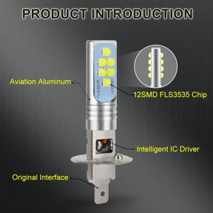 Planet Gates H1 2pcs H1 H3 LED Bulbs Car Light Lamp 12V 6000K White 1400LM Driving Lamp Auto LED Lights