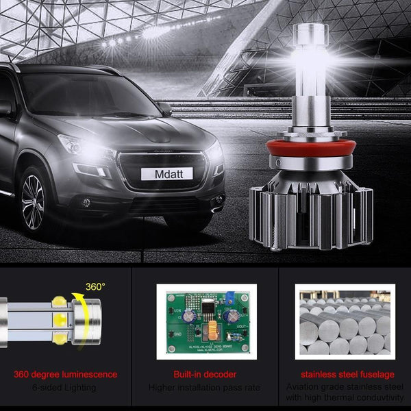 Planet Gates H1 6 Side Light Super Bright Fast Cooling Car Headlight Bulb 6000K H7 H11 Auto LED Light 100W 12000Lm Car Light 12V Fog Lamp