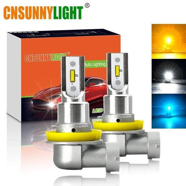 Planet Gates H11 H8 LED Car Fog Light Bulbs H9 H16 9005 9006 2400Lm 6000K White 3000K Yellow 8000K Blue Auto DRL Foglamp 2Pcs