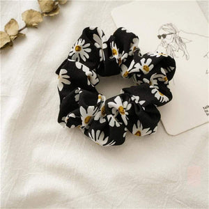 Daisy Print Bow Streamers Scrunchies Silk Elastic Hair Band For Women Girls Hair Ties Korean Sweet Hair Accessories