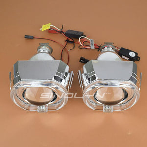 Planet Gates H4 H7 Bi-xenon Projector Kit Headlight Lenses X5 Square LED Angel Eyes Devil Lens Accessories Retrofit Use H1 Xenon Bulb