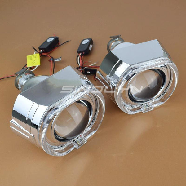 Planet Gates H4 H7 Bi-xenon Projector Kit Headlight Lenses X5 Square LED Angel Eyes Devil Lens Accessories Retrofit Use H1 Xenon Bulb
