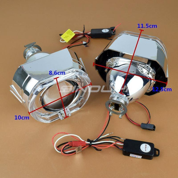 Planet Gates H4 H7 Bi-xenon Projector Kit Headlight Lenses X5 Square LED Angel Eyes Devil Lens Accessories Retrofit Use H1 Xenon Bulb