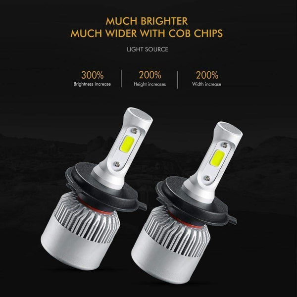 Planet Gates H4 H7 H11 9005 9006 H1 COB Car LED Headlight Bulbs Hi-Lo Beam 72W 8000LM 6500K/4300K Auto Led Headlamp Car Light 12v 24v