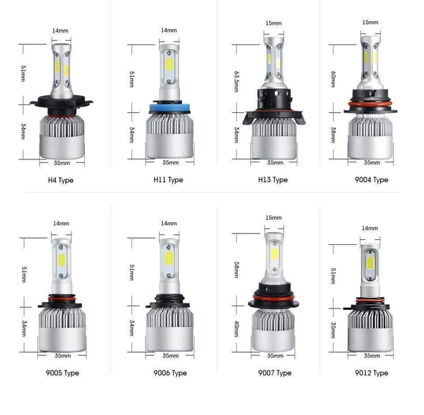 Planet Gates H4 H7 H11 9005 9006 H1 COB Car LED Headlight Bulbs Hi-Lo Beam 72W 8000LM 6500K/4300K Auto Led Headlamp Car Light 12v 24v