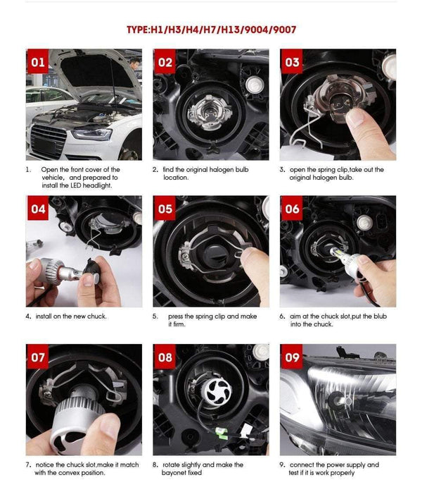 Planet Gates H4 H7 H11 9005 9006 H1 COB Car LED Headlight Bulbs Hi-Lo Beam 72W 8000LM 6500K/4300K Auto Led Headlamp Car Light 12v 24v