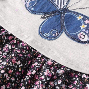 Planet Gates H5460  PINK / 2T Girls frock children clothes butterfly kids dresses girls nova baby clothing autumn kids wear child girl dresses