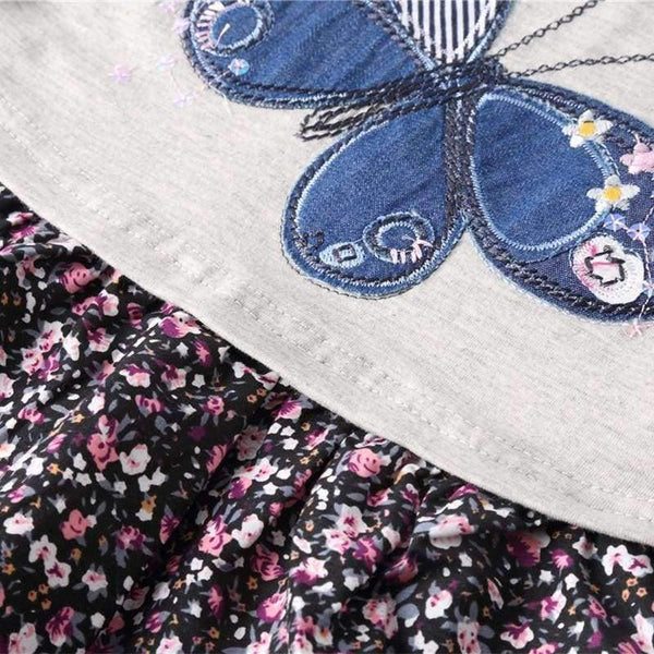 Planet Gates H5460  PINK / 2T Girls frock children clothes butterfly kids dresses girls nova baby clothing autumn kids wear child girl dresses