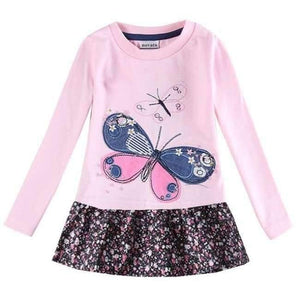 Planet Gates H5460 PINK / 3T New Kids Clothes Baby Girls Dress Child Floral Clothing for Girls Long Seeve Flower Princess Party Dress