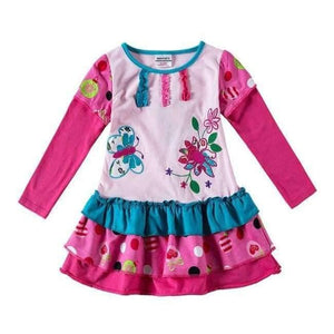 Planet Gates H5602 / 3T New Kids Clothes Baby Girls Dress Child Floral Clothing for Girls Long Seeve Flower Princess Party Dress