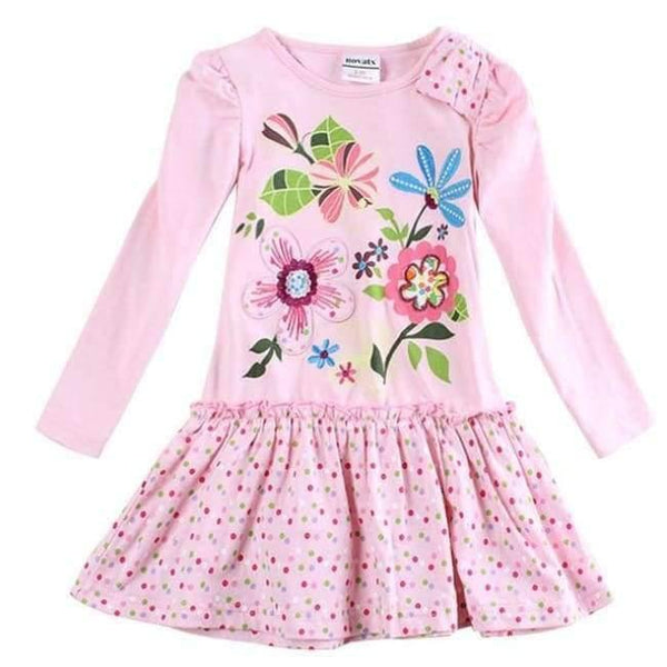 Planet Gates H5795 / 3T New Kids Clothes Baby Girls Dress Child Floral Clothing for Girls Long Seeve Flower Princess Party Dress