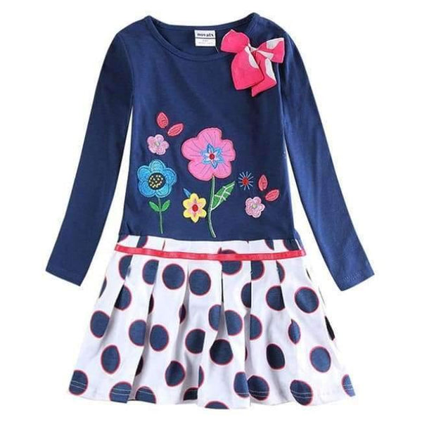 Planet Gates H5801 / 3T New Kids Clothes Baby Girls Dress Child Floral Clothing for Girls Long Seeve Flower Princess Party Dress