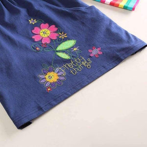 Planet Gates H5802 NAVY / 2T Kids princess girl dress  full sleeve floral high quality dresses girl clothes children baby girl  dresses kids