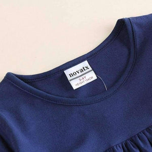 Planet Gates H5802 NAVY / 2T Kids princess girl dress  full sleeve floral high quality dresses girl clothes children baby girl  dresses kids