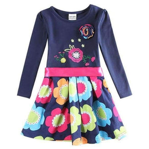 Planet Gates H5868 / 3T New Kids Clothes Baby Girls Dress Child Floral Clothing for Girls Long Seeve Flower Princess Party Dress