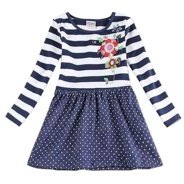 Planet Gates H5908 / 3T New Kids Clothes Baby Girls Dress Child Floral Clothing for Girls Long Seeve Flower Princess Party Dress