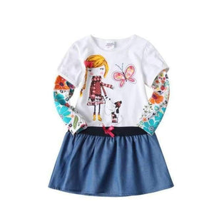 Planet Gates H5926 / 3T New Kids Clothes Baby Girls Dress Child Floral Clothing for Girls Long Seeve Flower Princess Party Dress