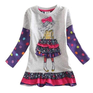 Planet Gates H6328 / 3T New Kids Clothes Baby Girls Dress Child Floral Clothing for Girls Long Seeve Flower Princess Party Dress