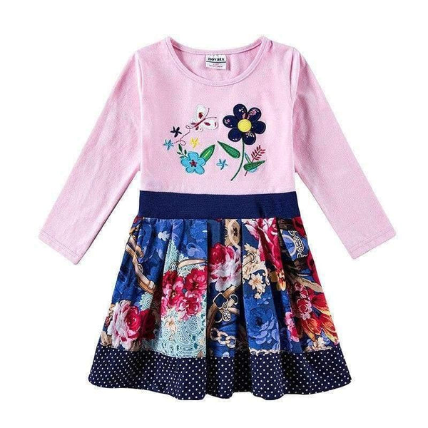 Planet Gates H6328 / 3T New Kids Clothes Baby Girls Dress Child Floral Clothing for Girls Long Seeve Flower Princess Party Dress