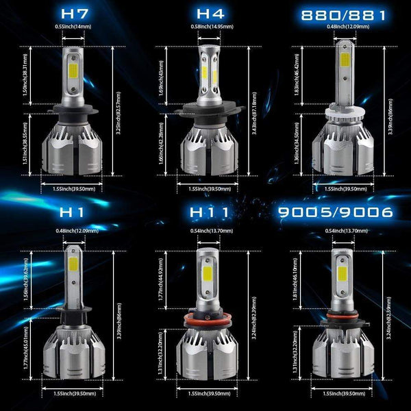 Planet Gates H7 LED H4 H11 8000K 6000K 4300K 3000K H1 9005 9006 Car Headlight Bulb Auto H8 H9 880 H3 Fog Light 60W 2PCS 12v  Led Head lamps