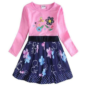 Planet Gates H7142 / 3T New Kids Clothes Baby Girls Dress Child Floral Clothing for Girls Long Seeve Flower Princess Party Dress