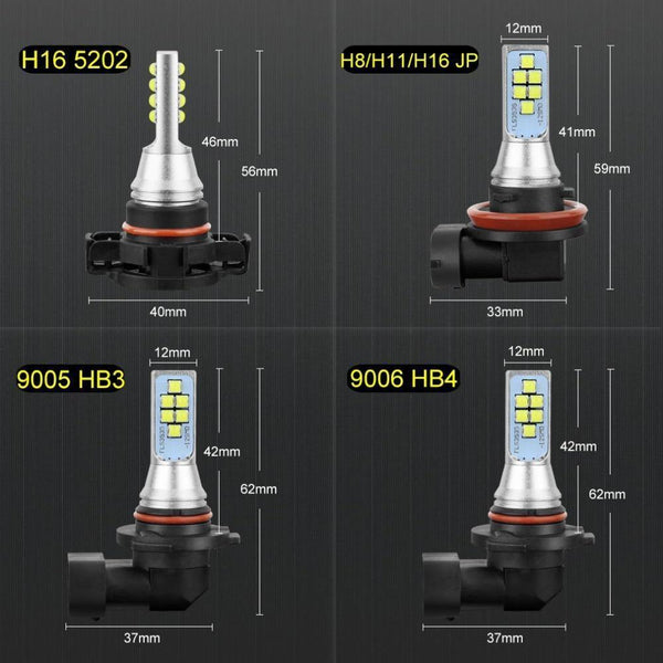 Planet Gates H8 2Pcs H11 H8 Led Bulb 9005 HB3 9006 HB4 H16 5202 PSX24W Led Car Fog Light 1400LM 6000K White 12V 24V Auto Lamp Bulbs