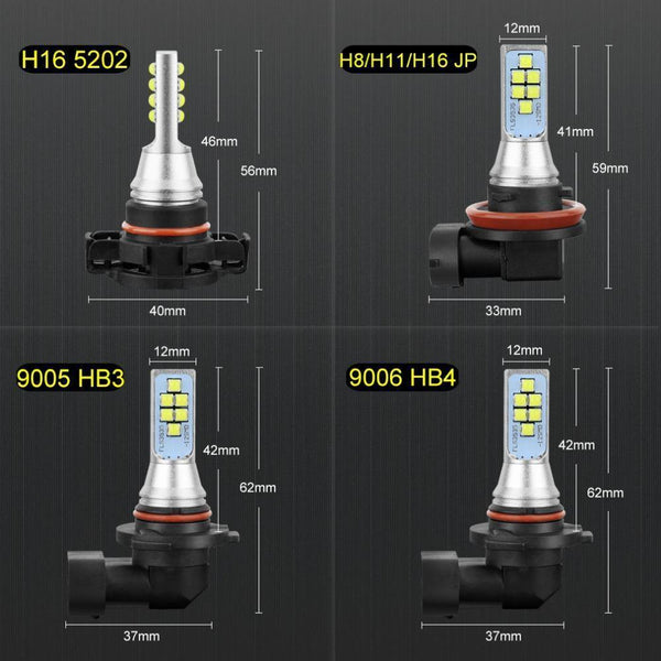 Planet Gates H8 2Pcs H11 H8 Led Bulb 9005 HB3 9006 HB4 H16 5202 PSX24W Led Car Fog Light 1400LM 6000K White 12V 24V Auto Lamp Bulbs