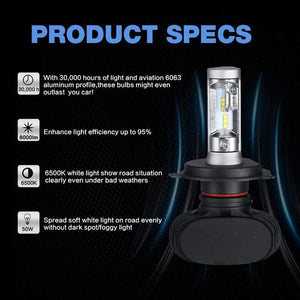 Planet Gates H8 SNCN 2pcs N1 Headlight Bulbs LED Car Light 9005/HB3 9006/HB4 H4/9003/HB2 Hi/Lo H7 Headlamp H8 H9 H11 Auto Fog Lamp 50w 8000Lm