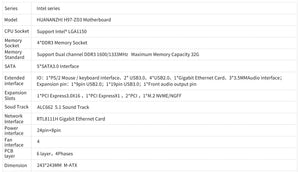 Planet Gates H97 ZD3 Motherboard Intel XEON LGA 1150 i3 i5 i7 All Series CPU DDR3 NON-ECC memory USB SATA VGA HDMI DVI NVME NGFF