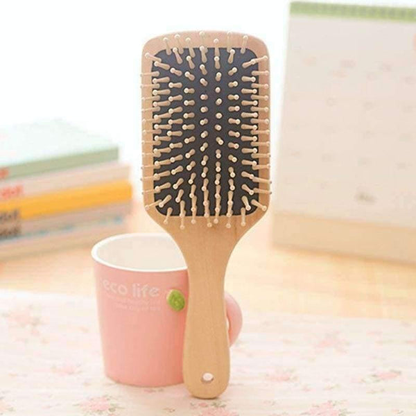 Planet Gates Hair Comb Brush Natural Bristle Anti-static Curly Wood Handle Hair Care Styling Comb Radial Brush Hairdressing Tool