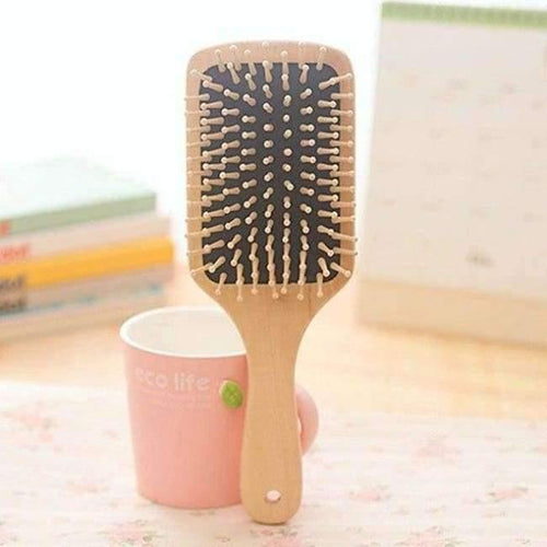 Planet Gates Hair Comb Brush Natural Bristle Anti-static Curly Wood Handle Hair Care Styling Comb Radial Brush Hairdressing Tool