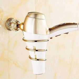 Planet Gates Hair dryer Brass Crystal Bathroom Accessories Set Polish Finish Gold Bathroom Hardware Set Europe Antique Bathroom Products ST1