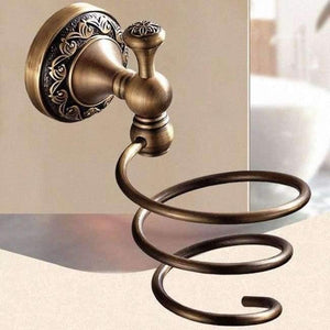 Planet Gates Hair Dryer Holder Antique Brass Carved Collection Double Cup Holder Bathroom Products Bathroom Accessories Creative Faucet Bathroom Hardware Set