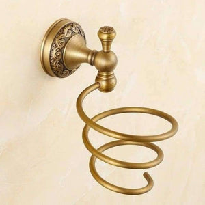 Planet Gates hair dryer holder European Bronze Brushed Bathroom Accessories Solid Brass Carved Bathroom Product Antique Brass Carved Bathroom Hardware Sets