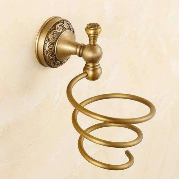 Planet Gates hair dryer holder European Bronze Brushed Bathroom Accessories Solid Brass Carved Bathroom Product Antique Brass Carved Bathroom Hardware Sets