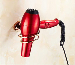 Planet Gates Hair Dryer Holder Gold Bathroom Accessories Brass Wall Mounted Toilet Brush Paper Towel Holder Rack Glass Shelf Bath Hardware Set