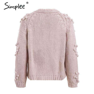 Planet Gates Hairball knitted cardigan Casual o neck long sleeve pink cardigan jumper 2018 Autumn winter women sweater